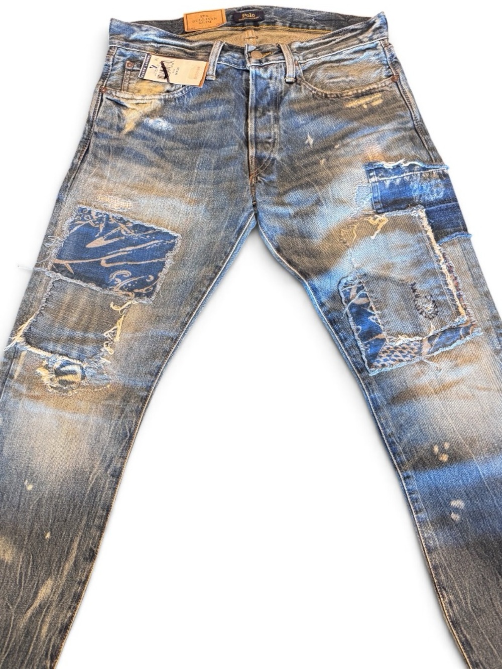Polo Ralph Lauren Sullivan Slim Patchwork Distressed Jeans 30x30 NWT $248